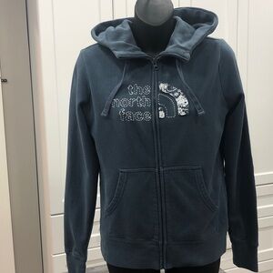 The North Face Women’s Full-Zip Hoodie – Size Small – Embroidered Floral Patch